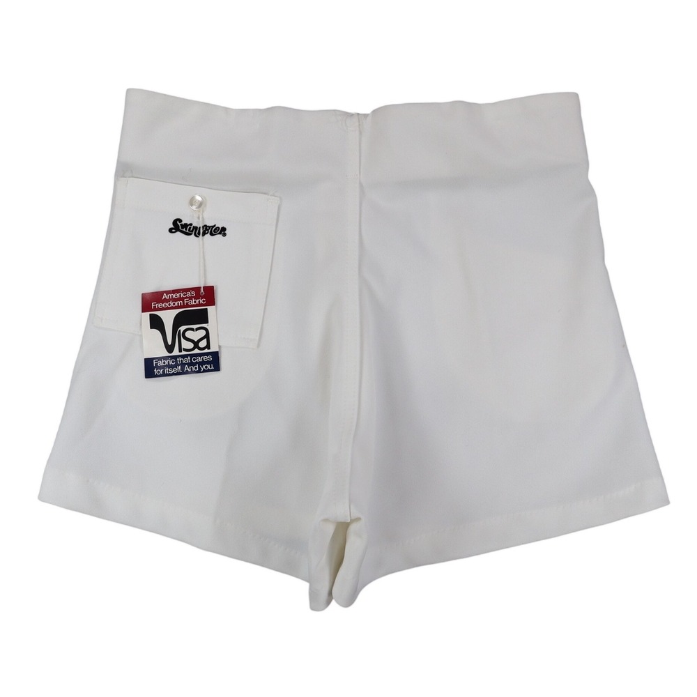 Swingster Athletic Shorts Mens L Vintage 70s White Polyester Visa Fabric USA